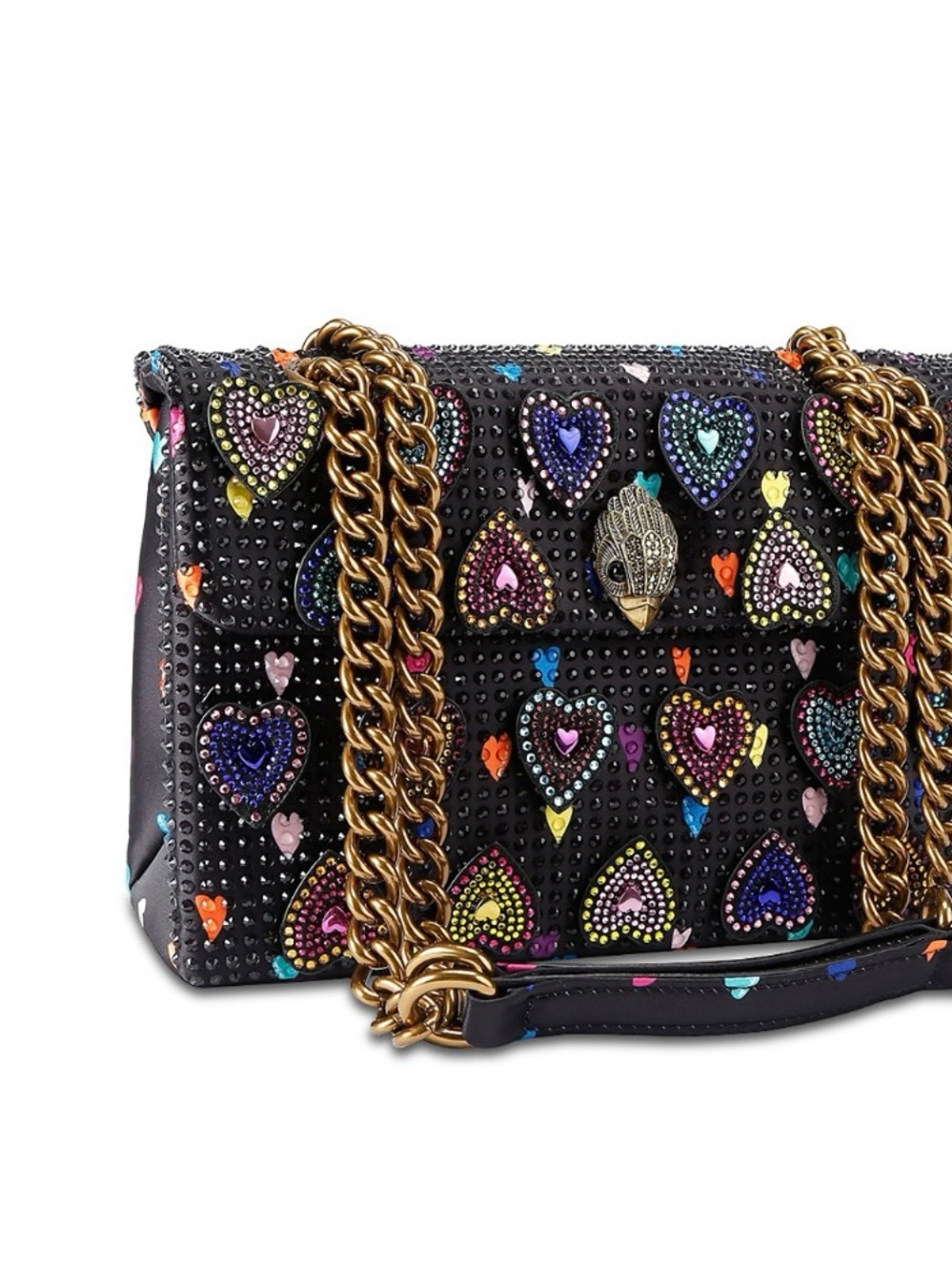 Kurt Geiger Black Multicolor Crystal Heart Crossbody Bag - Picture 4 of 17